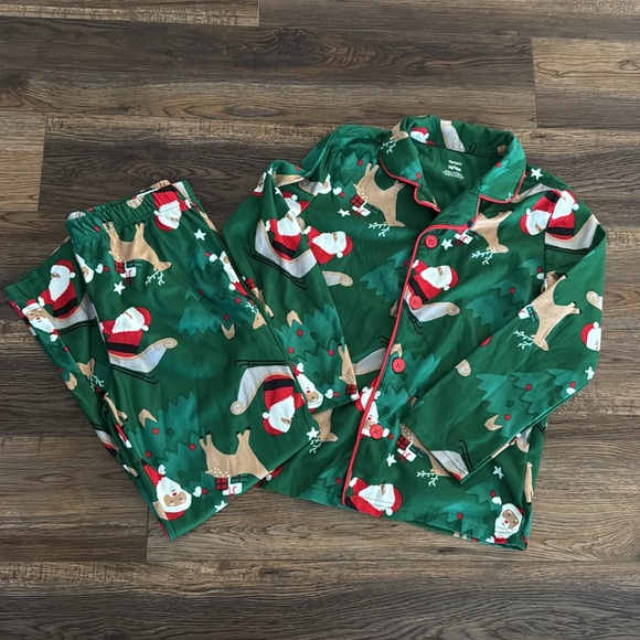 Carters Christmas PJ set. Santa and reindeer. Green and red. Size 10. Pajamas - Picture 2 of 8